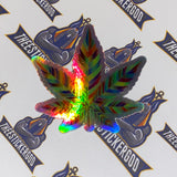Holographic Sativa leaf sticker - Thee Sticker God