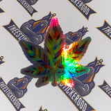 Holographic Sativa leaf sticker - Thee Sticker God