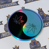 Holographic Weed Yin-Yang sticker - Thee Sticker God